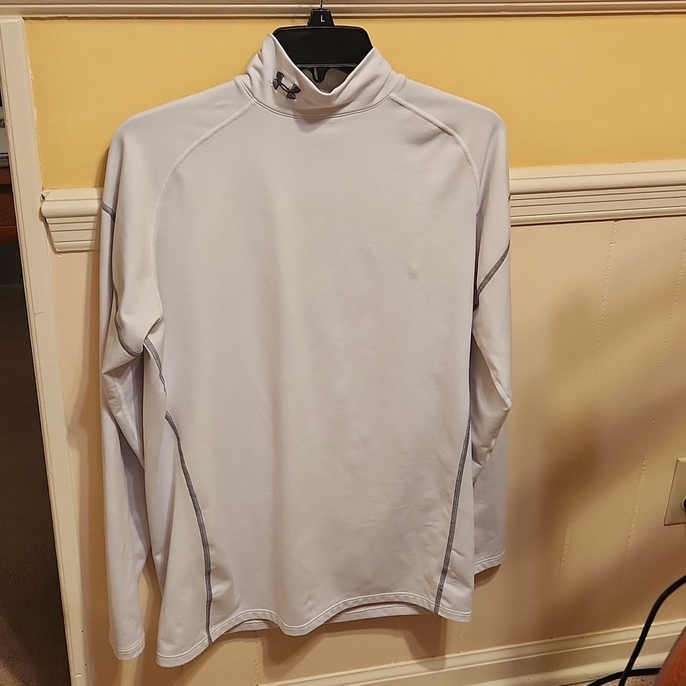 Under Armour Men's White Fitted Cold Gear Longsleeve Athletic Top Shirt Size L